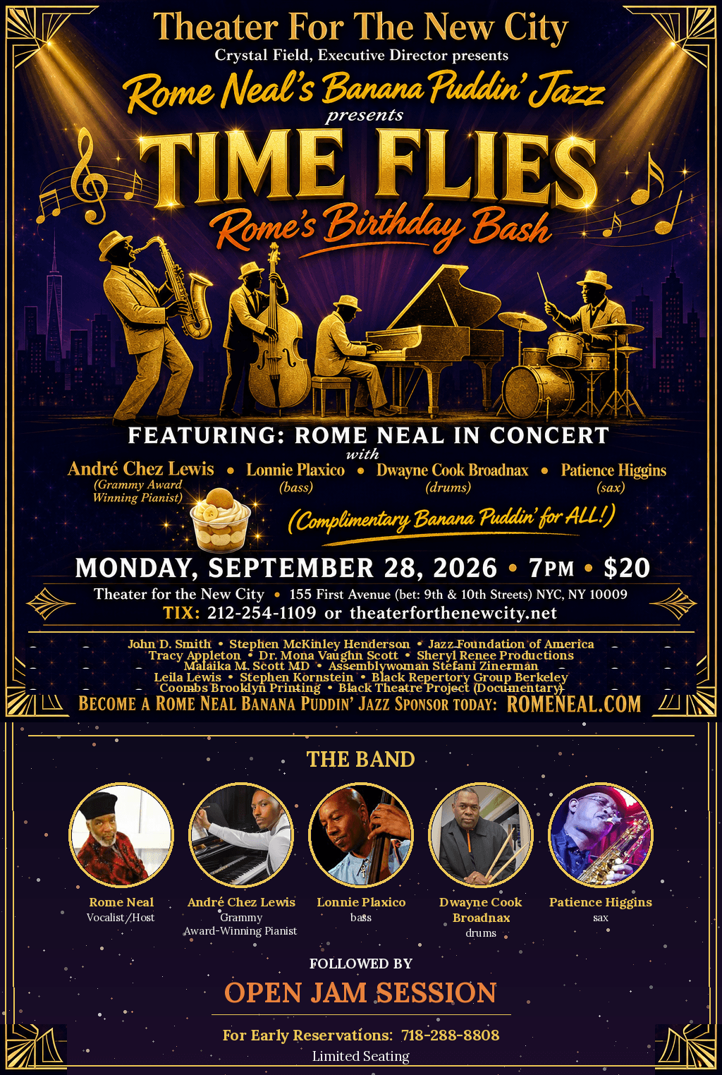 Rome Neal’s Banana Puddin’ Jazz 2026-09-28 “TIME FLIES” — Rome’s Birthday Bash